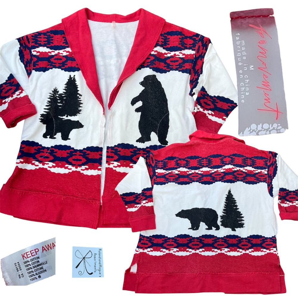 Free People Movement 100% Cotton California Bear All Team Cardigan Sz M